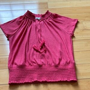 Liverpool Vibrant Pink/red Smocked Blouse